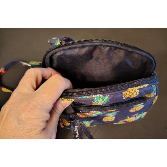 Vera Bradley Toucan Pineapple Crossbody Purse Bag Navy Blue Adjustable Strap - Picture 5 of 5
